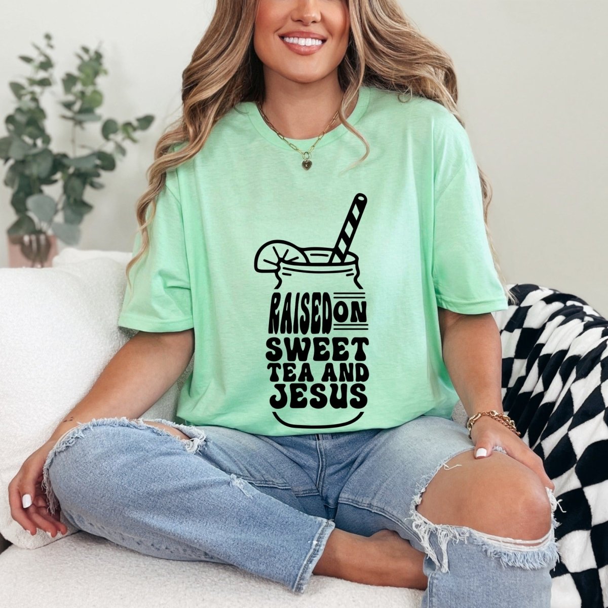 Raised On Sweet Tea & Jesus | Southern Faith Tee - Luckets.com