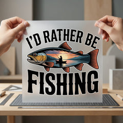Rather Fishing Retro Diy Dad Retro Ready to Press DTF Transfer for Dtf