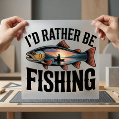 Rather Fishing Retro Diy Dad Retro Ready to Press DTF Transfer for Dtf