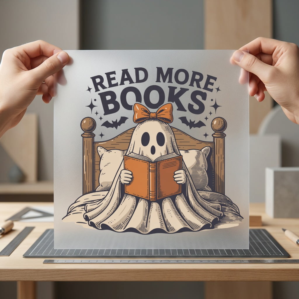 Read More Books Ghost Halloween Ready to Press DTF Transfer for Dtf