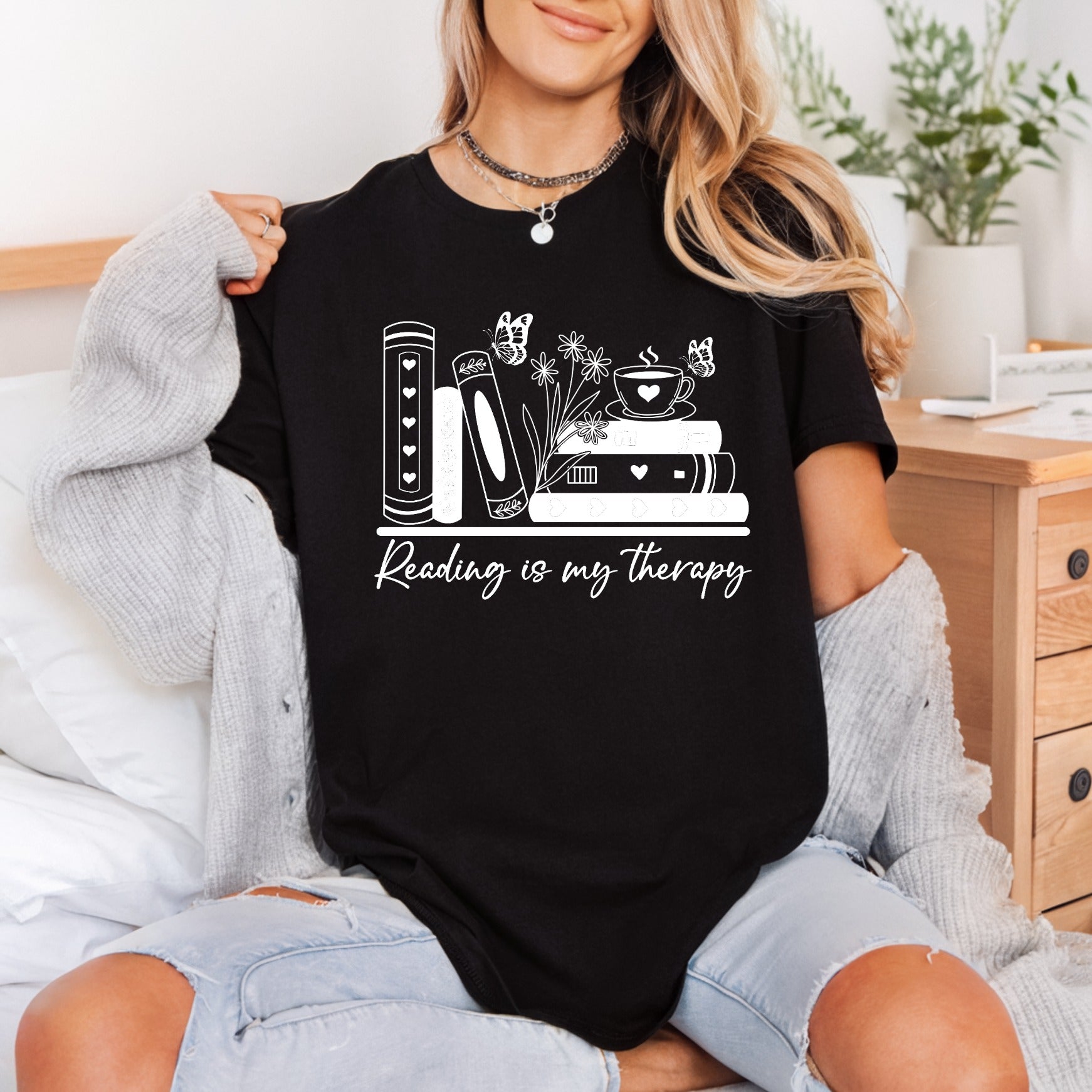 Reading Therapy Books Cozy Mindfulness Collection Positive Vibes Collection Ready to Press DTF Transfer for Dtf