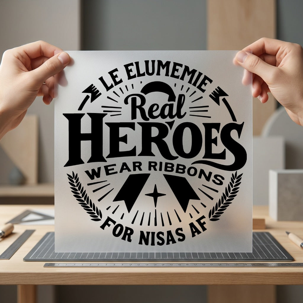 Real Heroes Wear Ribbons Vintage Retro Ready to Press DTF Transfer for Dtf