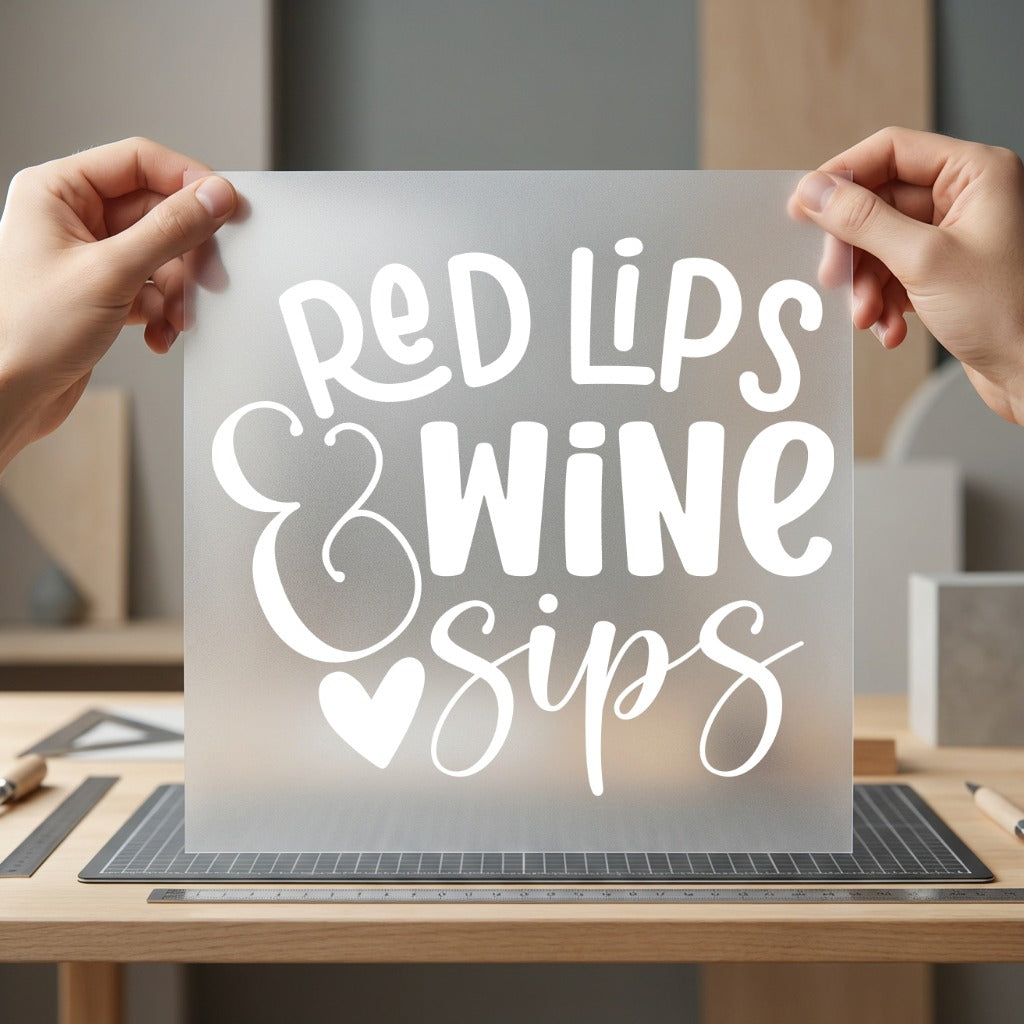 Red Lips Wine Sips Funny Ready to Press DTF Transfer for Dtf