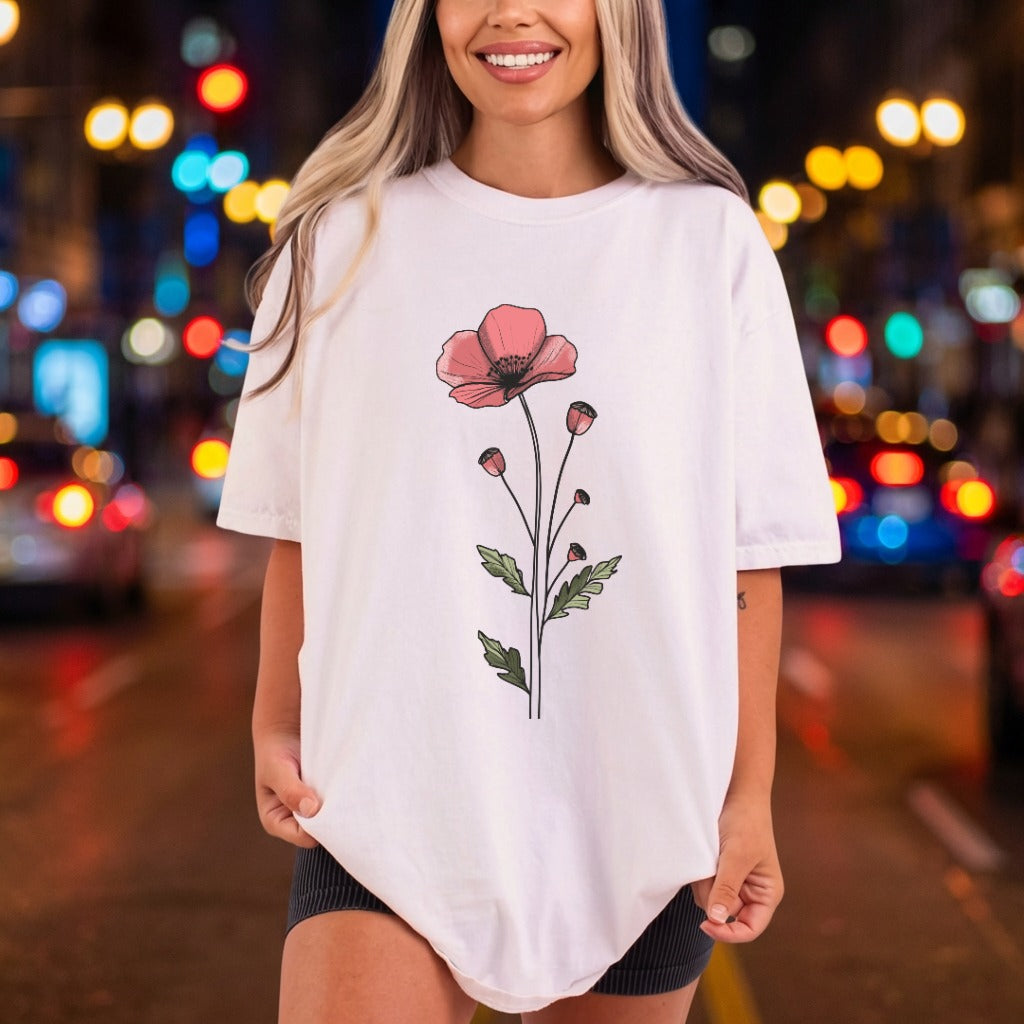 Red Poppy Flower Botanical Aesthetic Ready to Press DTF Transfer for Dtf