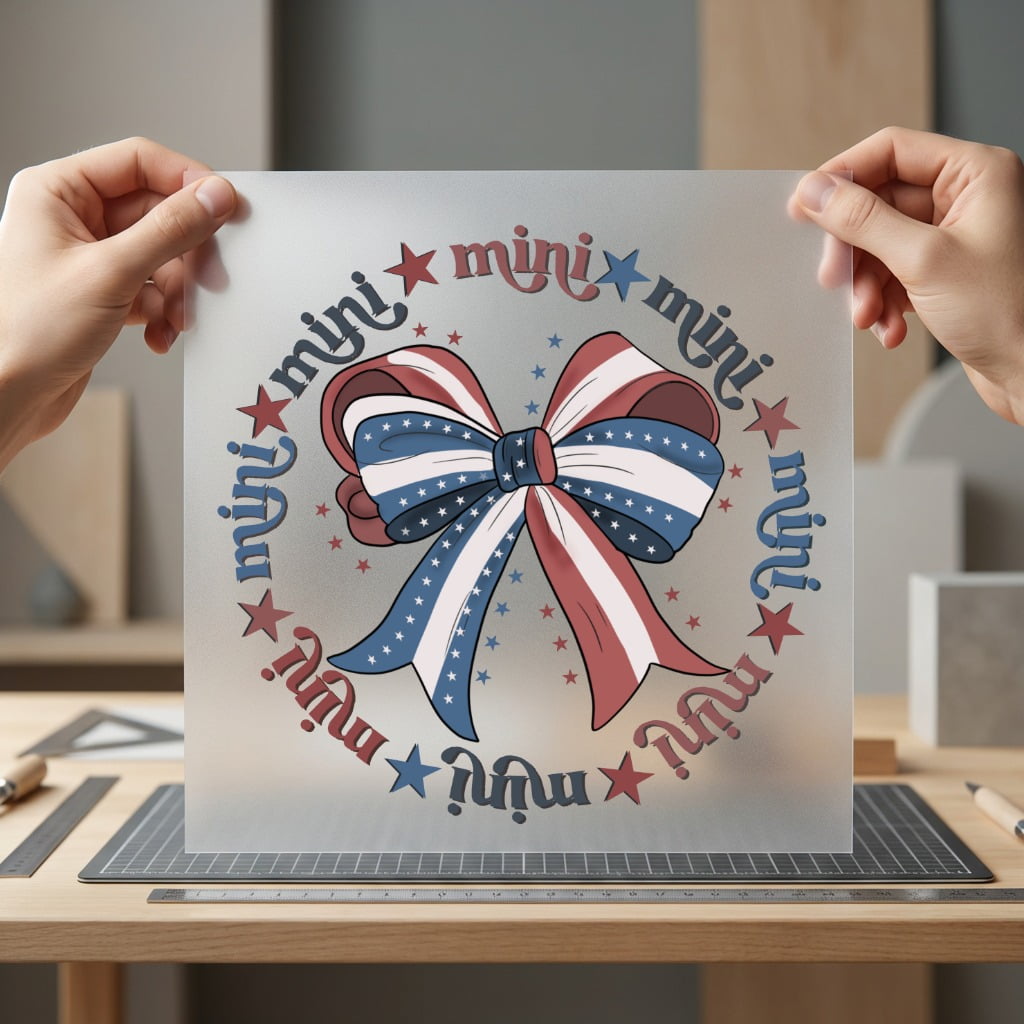 Red White Blue Bow 4th Of July Patriotic Ready to Press DTF Transfer for Dtf