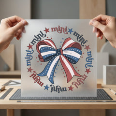 Red White Blue Bow 4th Of July Patriotic Ready to Press DTF Transfer for Dtf