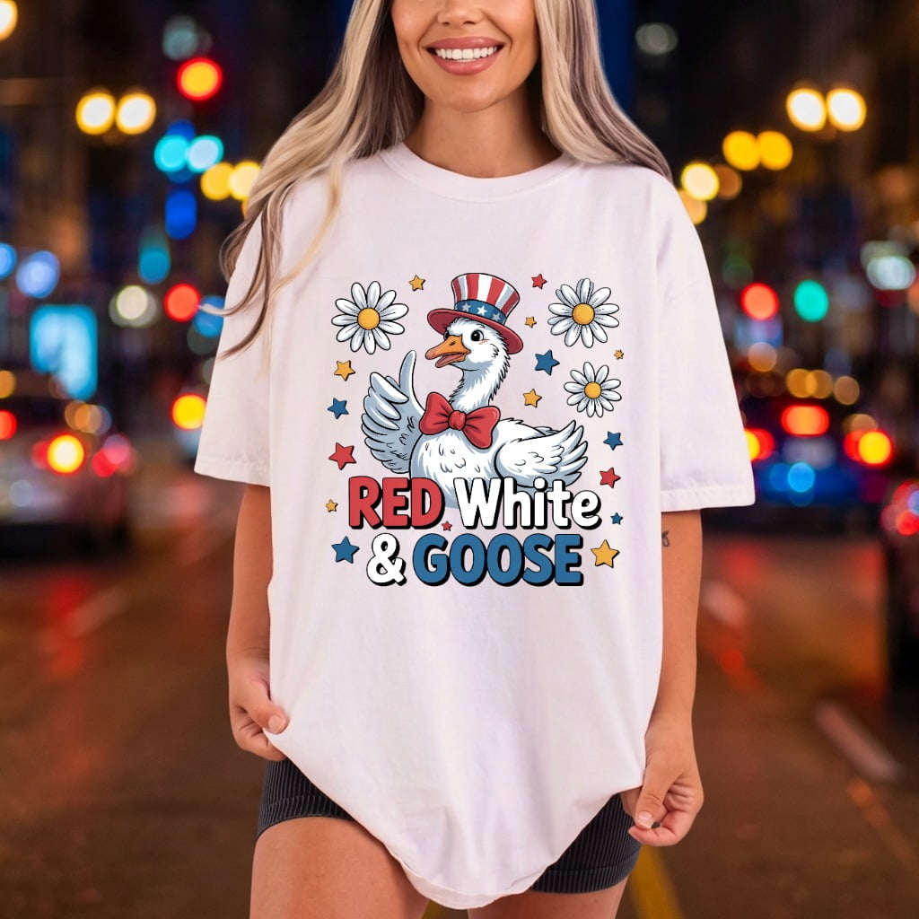 Red White Goose Patriotic 4th Of July Patriotic Ready to Press DTF Transfer for Dtf