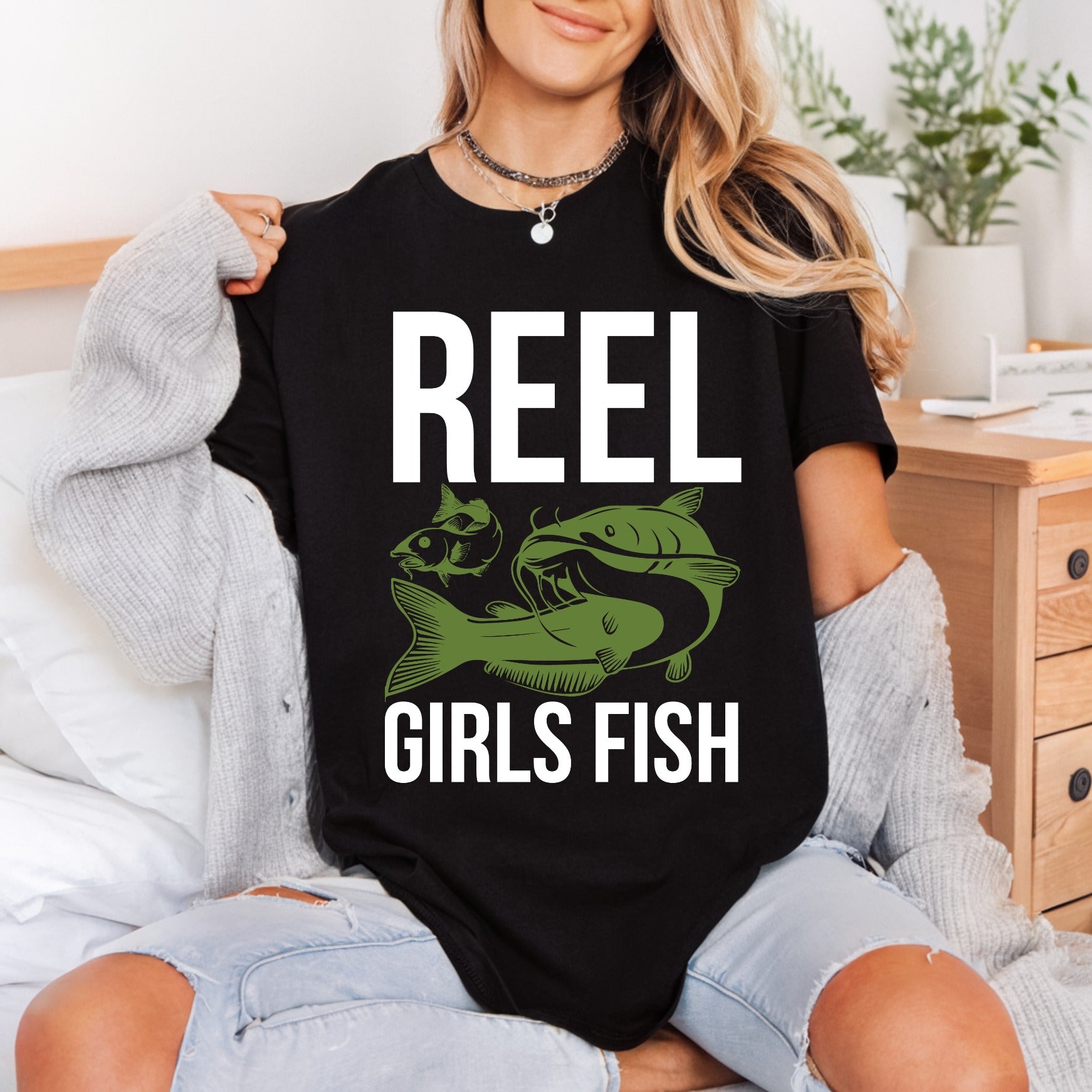 Reel Girls Fish Fishing Usa Country Ready to Press DTF Transfer for Dtf