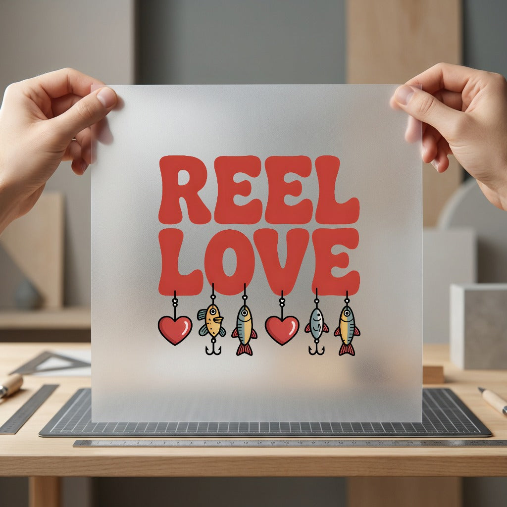 Reel Love Fishing Hearts Valentine Mom Ready to Press DTF Transfer for Dtf
