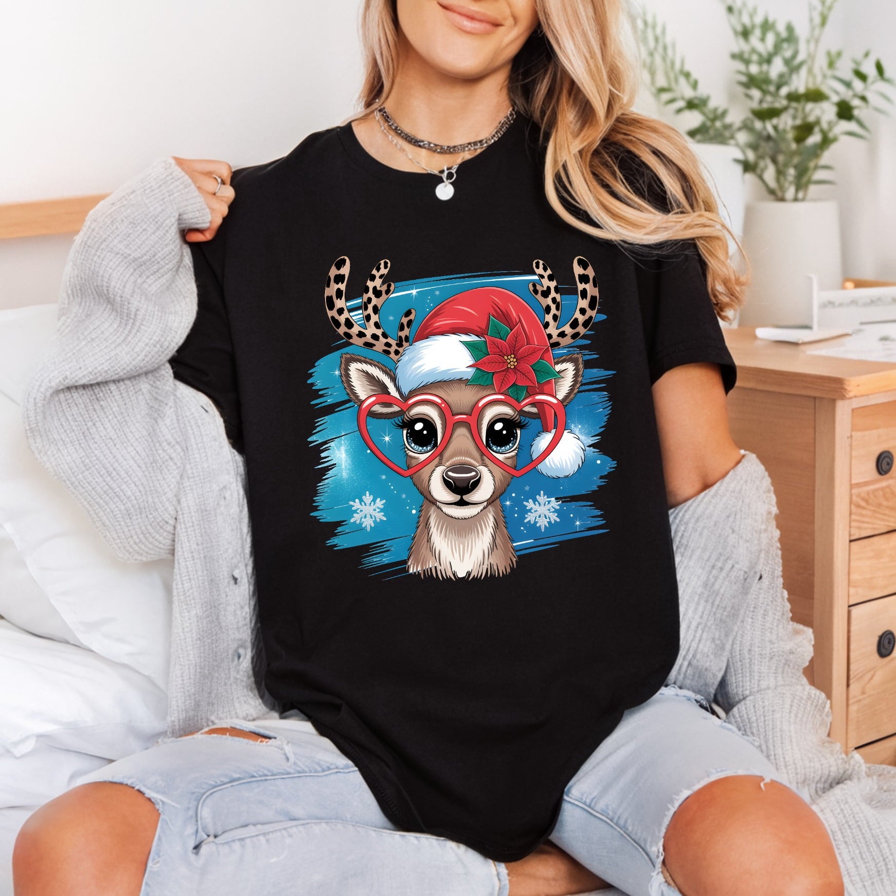Reindeer Glasses Christmas Diy Christmas Ready to Press DTF Transfer for Dtf