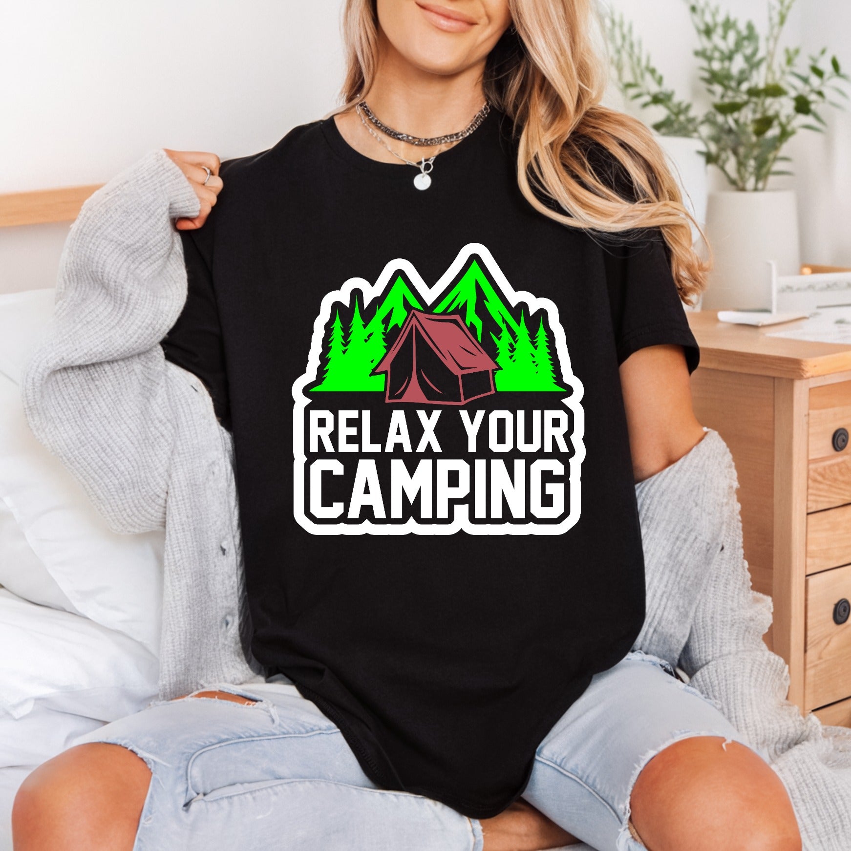 Relax Camping Retro Campfire Camping Ready to Press DTF Transfer for Dtf