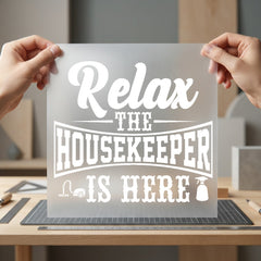 Relax Housekeeper Here Humorous Funny Sarcastic Ready to Press DTF Transfer for Dtf