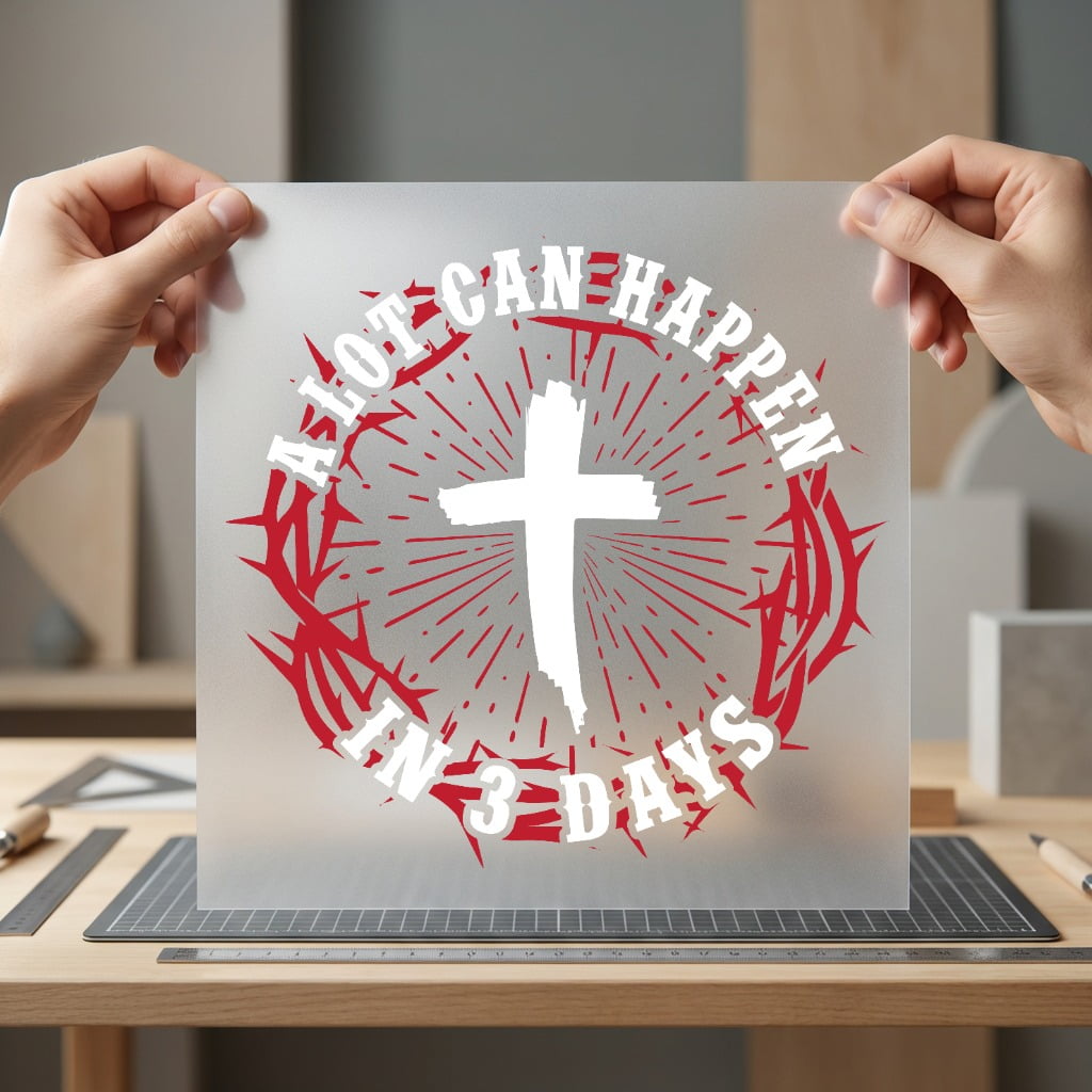 Religious Cross Crown Thorns Christian Faith Ready to Press DTF Transfer for Dtf