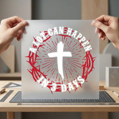 Religious Cross Crown Thorns Christian Faith Ready to Press DTF Transfer for Dtf