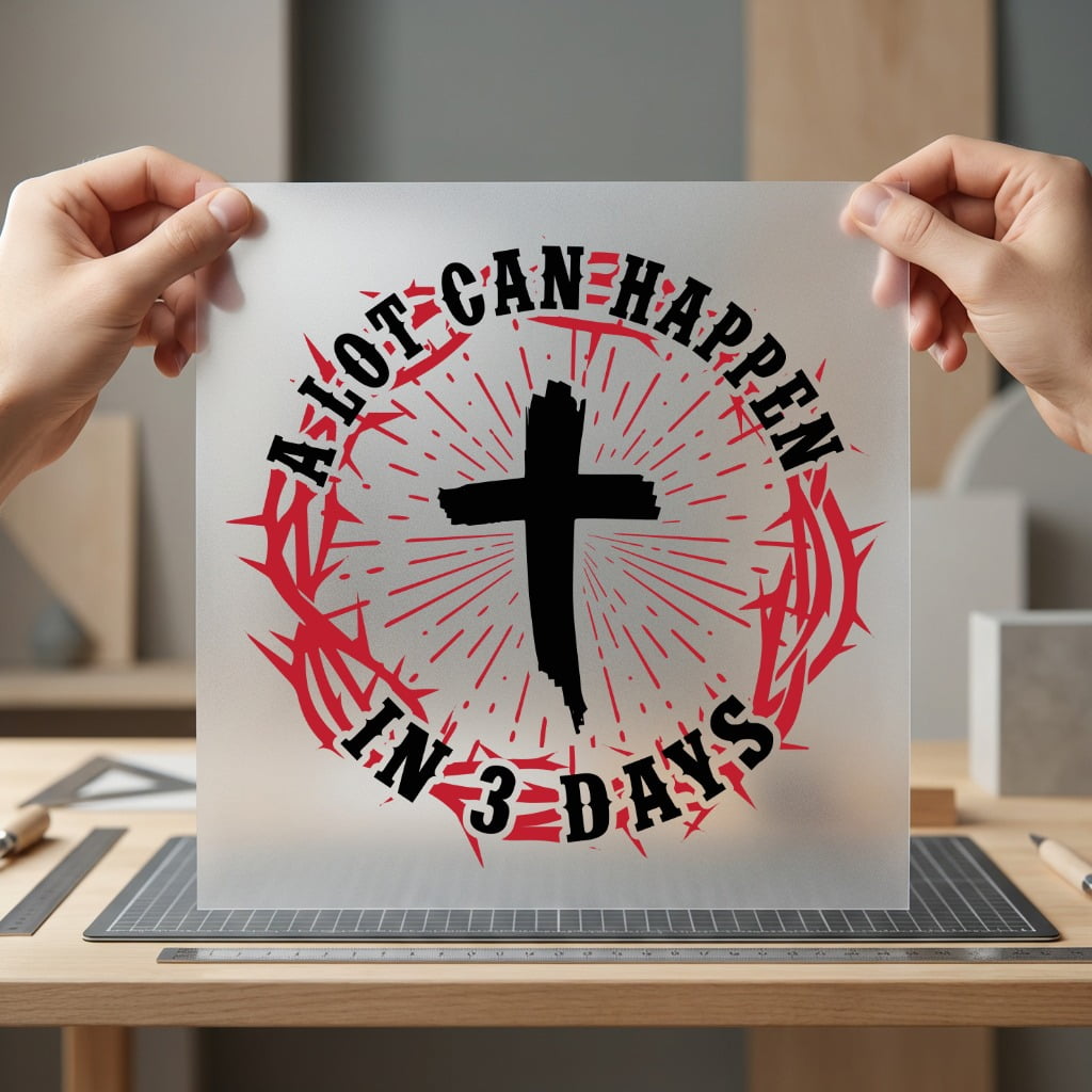 Religious Cross Crown Thorns Christian Faith Ready to Press DTF Transfer for Dtf