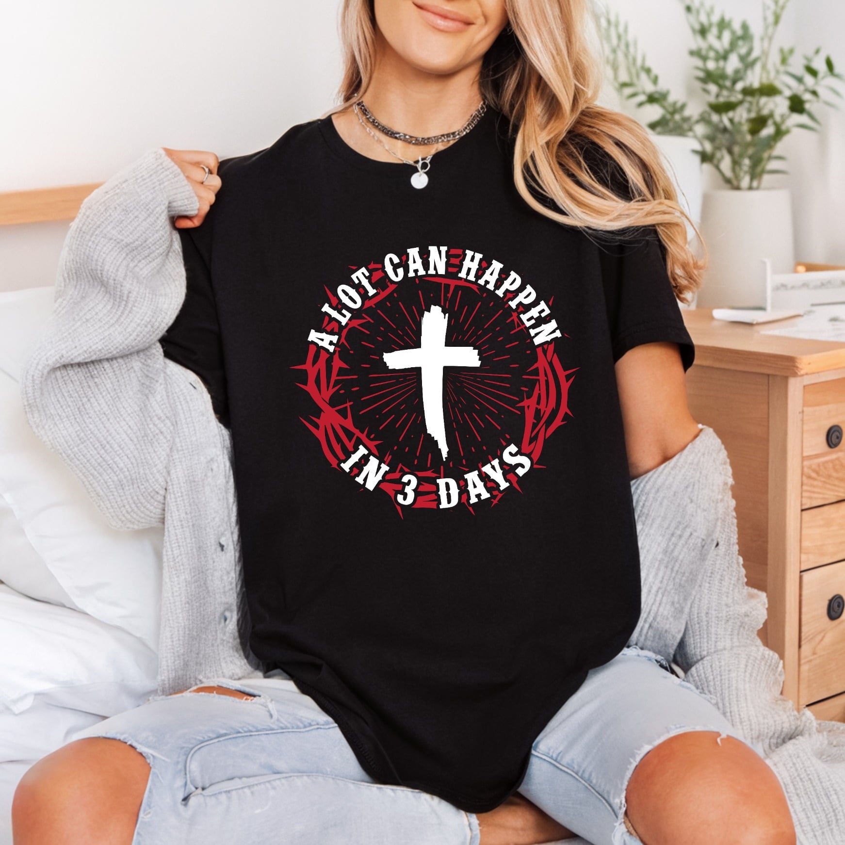 Religious Cross Crown Thorns Christian Faith Ready to Press DTF Transfer for Dtf