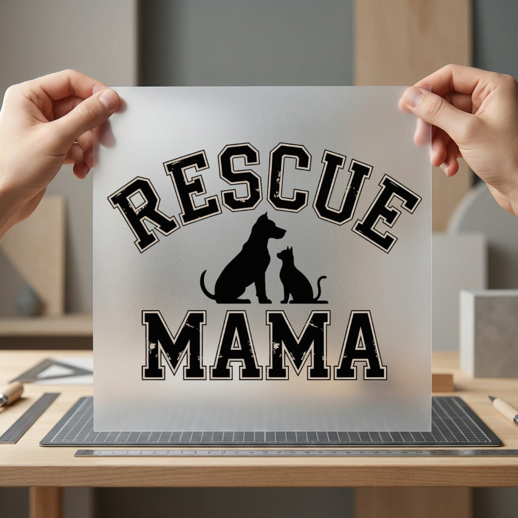 Rescue Mama Dog Cat Mom Dad Ready to Press DTF Transfer for Dtf