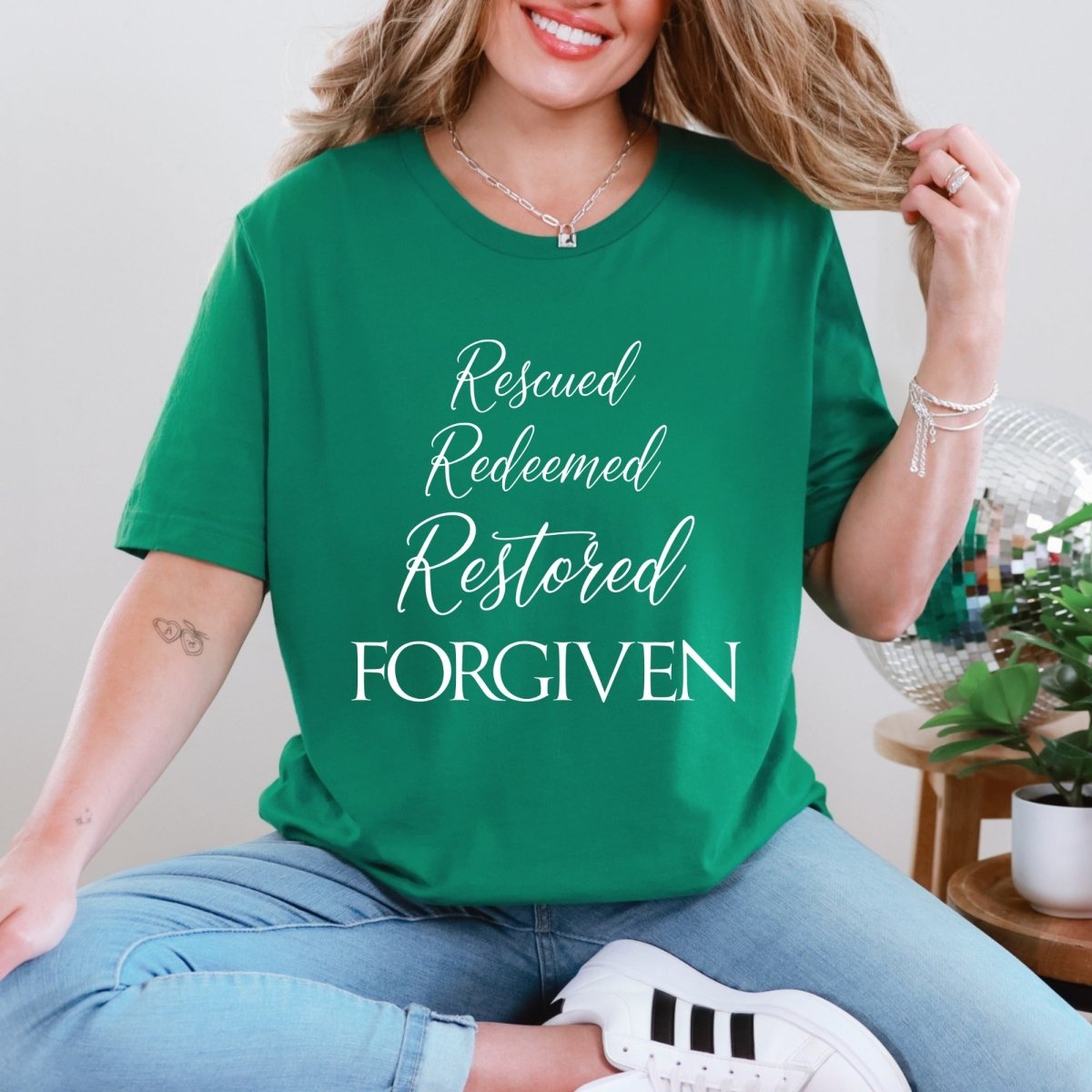 Rescued Redeemed Forgiven | Graceful Identity Tee - Luckets.com