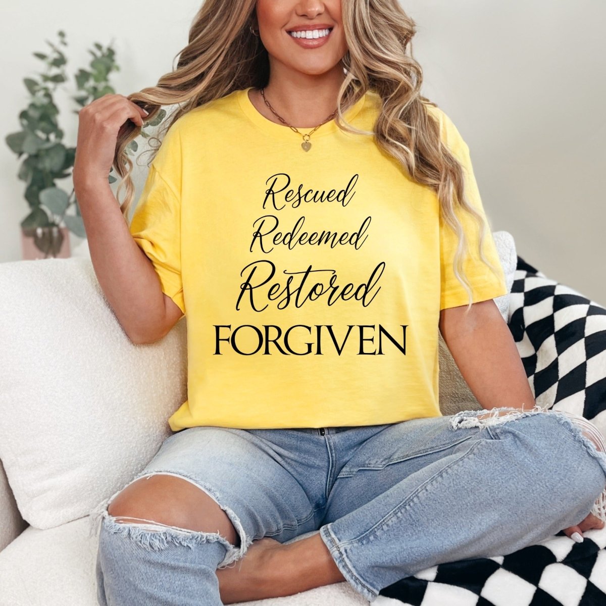 Rescued Redeemed Forgiven | Graceful Identity Tee - Luckets.com