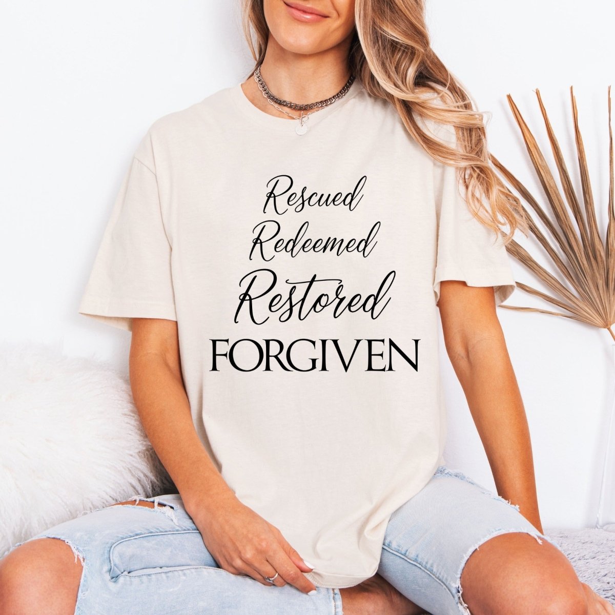 Rescued Redeemed Forgiven | Graceful Identity Tee - Luckets.com