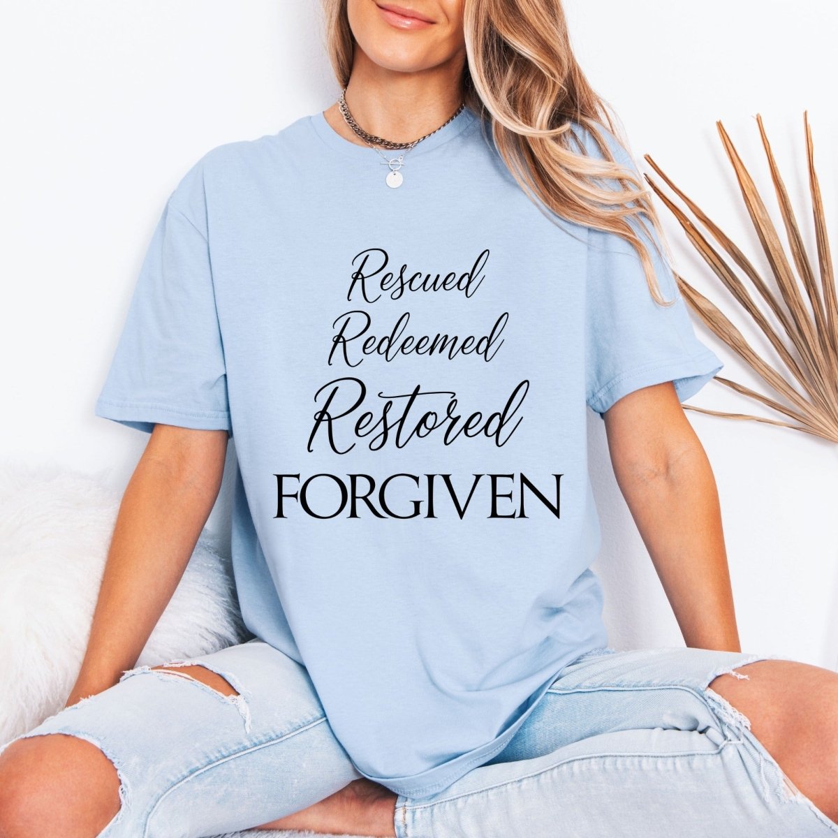 Rescued Redeemed Forgiven | Graceful Identity Tee - Luckets.com