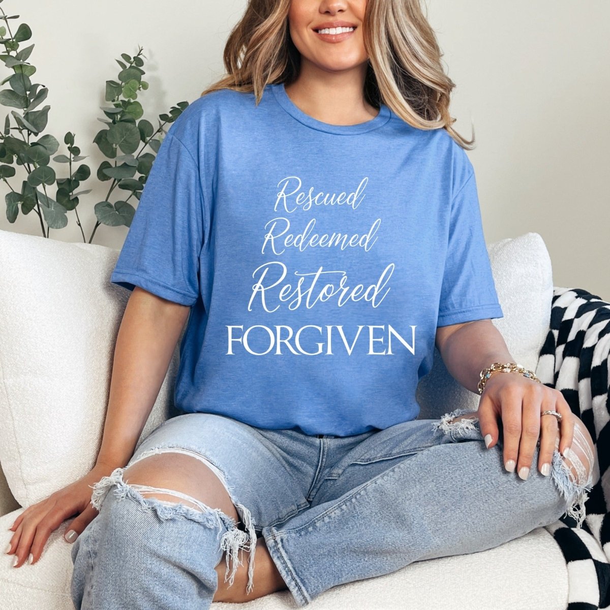 Rescued Redeemed Forgiven | Graceful Identity Tee - Luckets.com