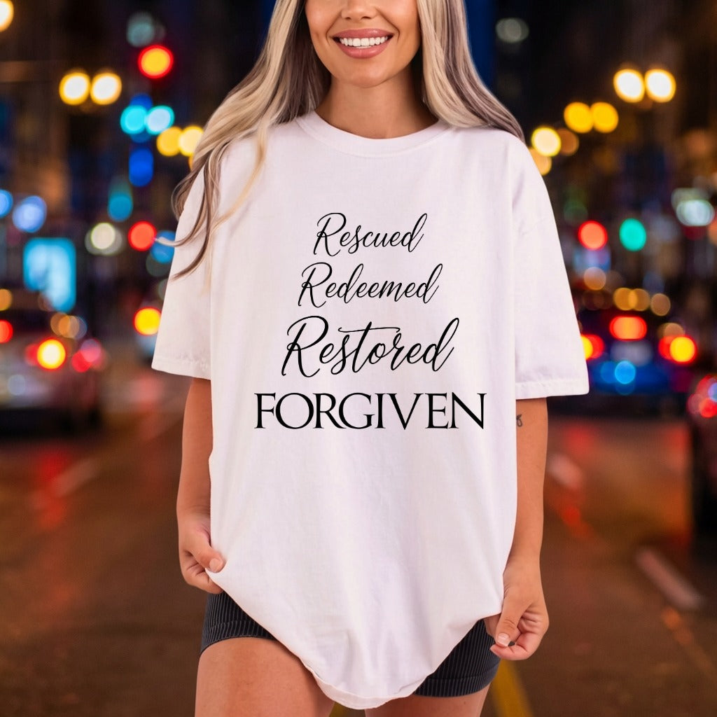Rescued Redeemed Restored Forgiven Christian Faith Ready to Press DTF Transfer for Dtf