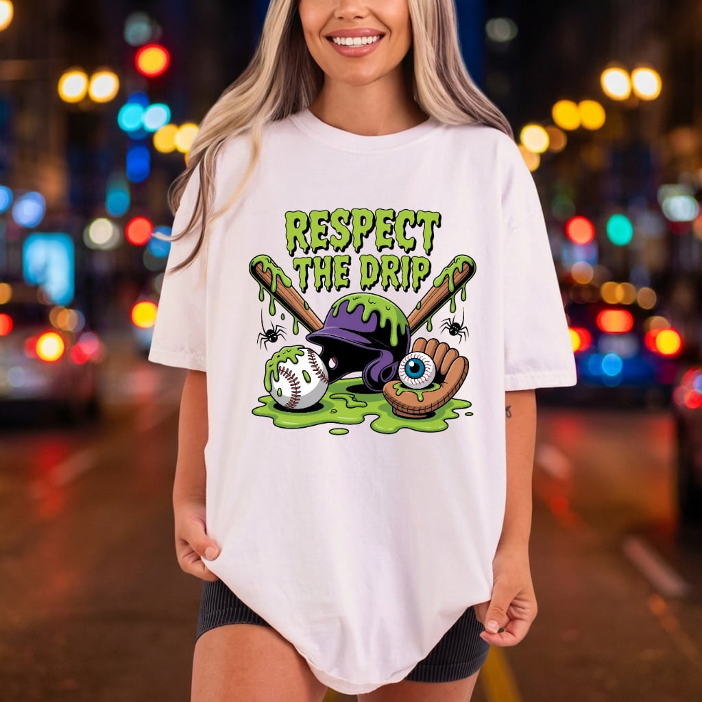 Respect Drip Baseball Spooky Halloween Fitness Ready to Press DTF Transfer for Dtf