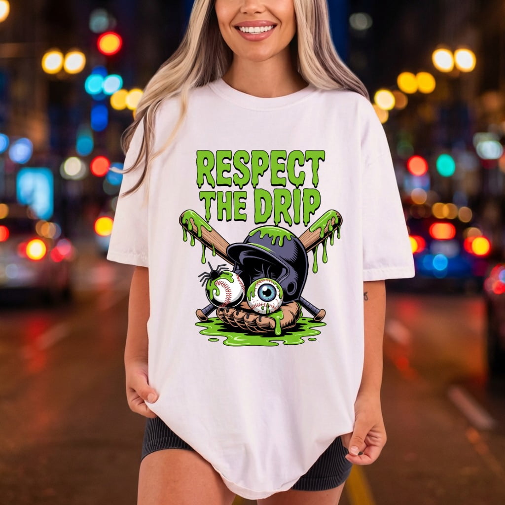 Respect Drip Baseball Spooky Halloween Funny Ready to Press DTF Transfer for Dtf