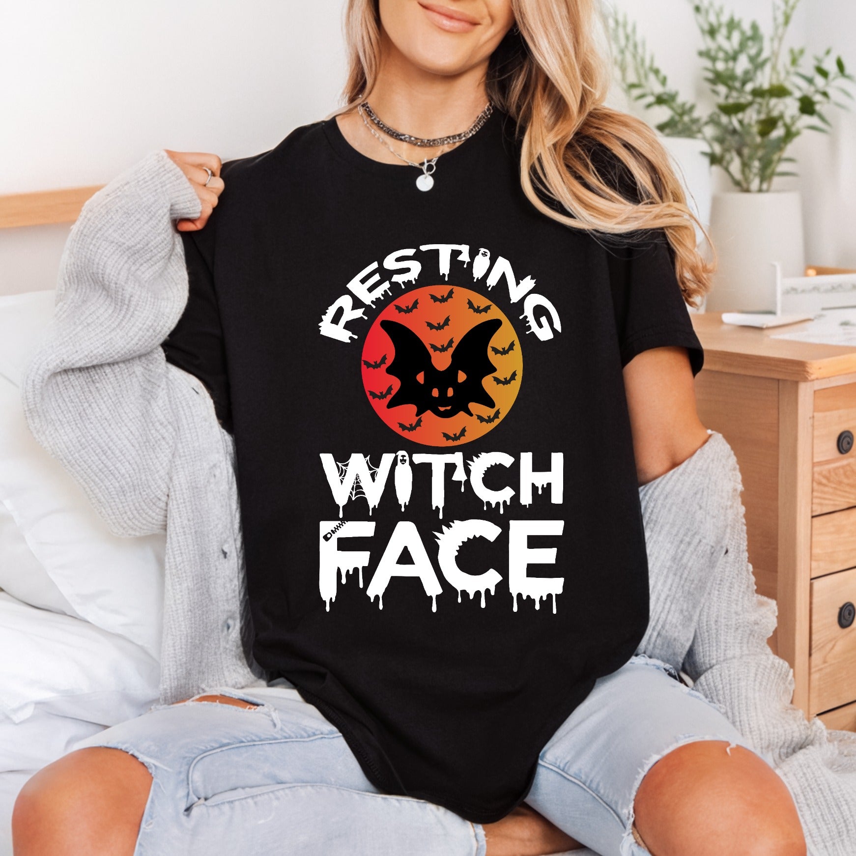 Resting Witch Face Halloween Halloween Funny Ready to Press DTF Transfer for Dtf