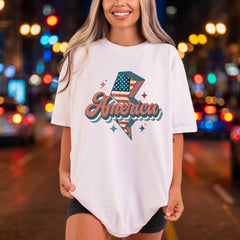 Retro America Lightning Patriotic 4th Of July Patriotic Ready to Press DTF Transfer for Dtf