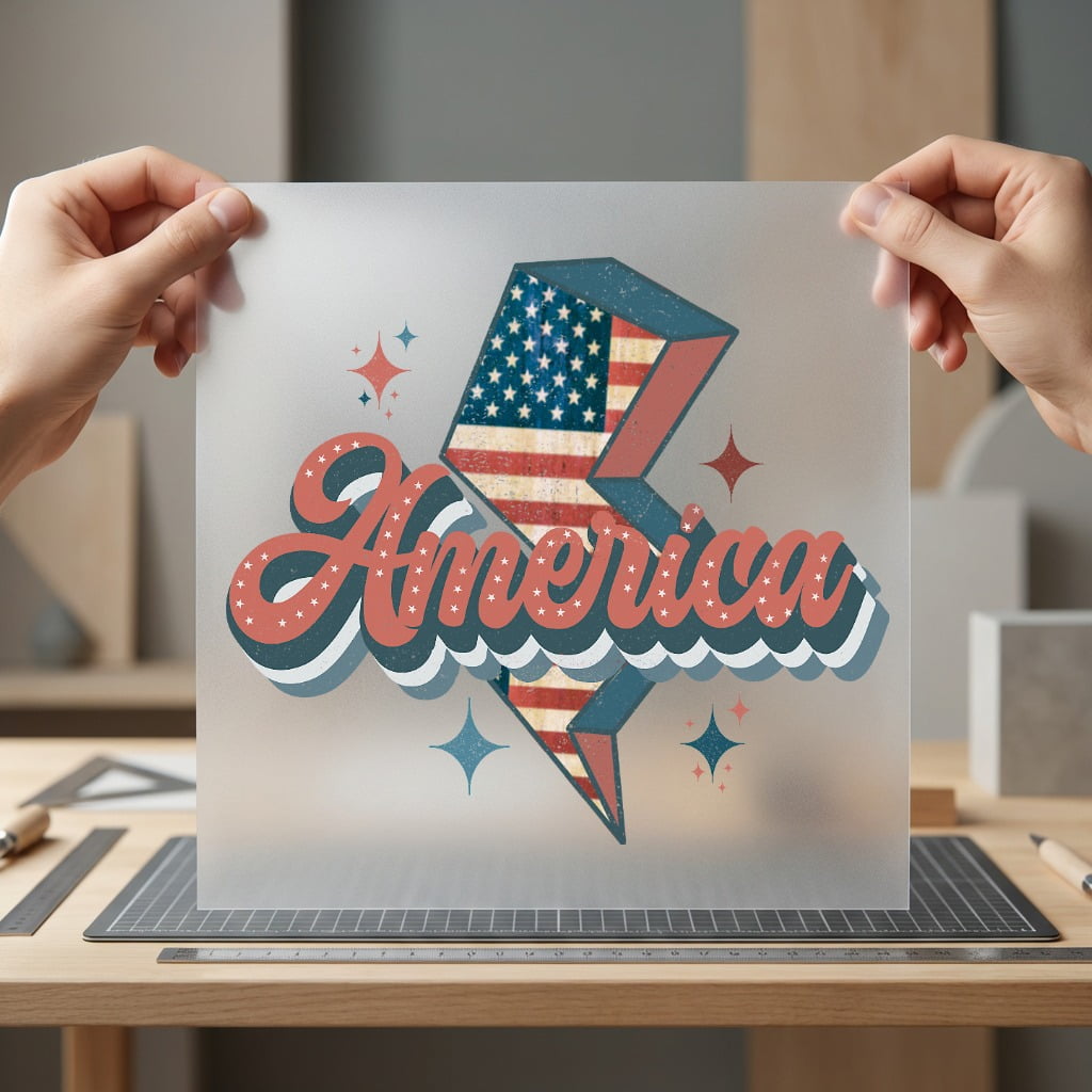Retro America Lightning Patriotic 4th Of July Patriotic Ready to Press DTF Transfer for Dtf