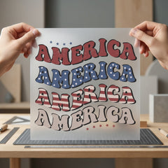 Retro America Waves Patriotic 4th Of July Patriotic Ready to Press DTF Transfer for Dtf
