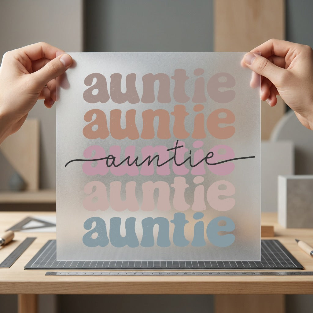 Retro Auntie Phrase Groovy Vintage Retro Ready to Press DTF Transfer for Dtf