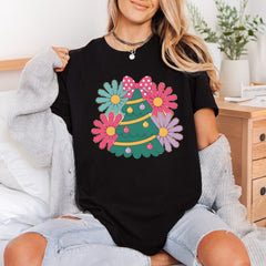 Retro Christmas Tree Flowers Christmas Retro Ready to Press DTF Transfer for Dtf