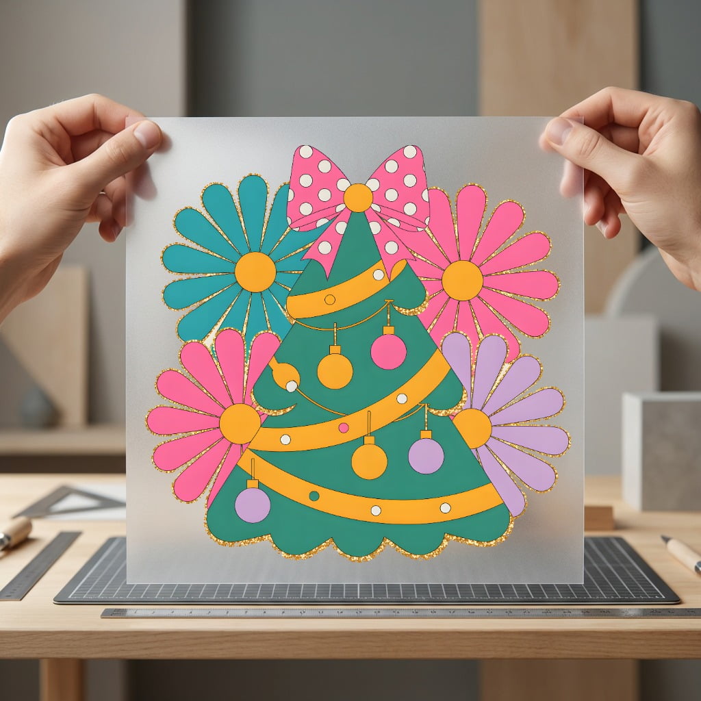 Retro Christmas Tree Flowers Christmas Retro Ready to Press DTF Transfer for Dtf