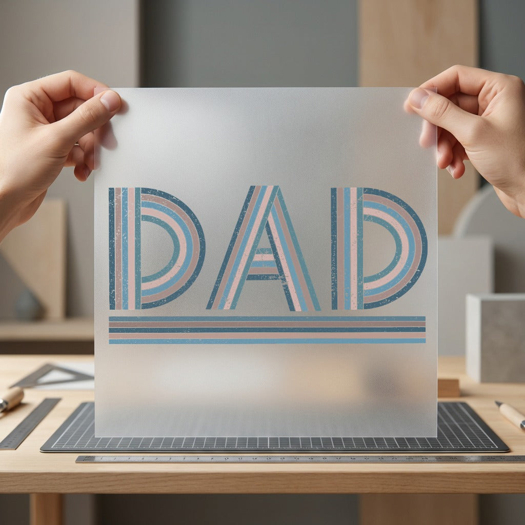 Retro Dad Striped Text Dad Vintage Ready to Press DTF Transfer for Dtf