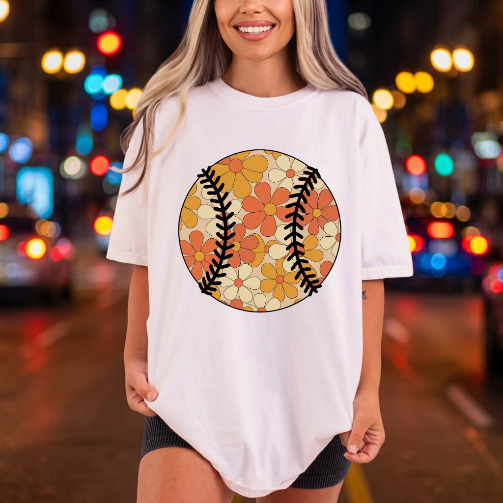 Retro Floral Baseball Spring Retro Boho Ready to Press DTF Transfer for Dtf