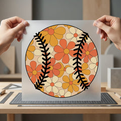 Retro Floral Baseball Spring Retro Boho Ready to Press DTF Transfer for Dtf