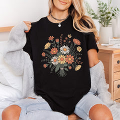 Retro Floral Bouquet Boho Retro Boho Ready to Press DTF Transfer for Dtf