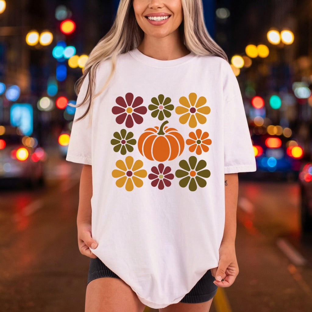 Retro Floral Pumpkin Autumn Halloween Thanksgiving Ready to Press DTF Transfer for Dtf