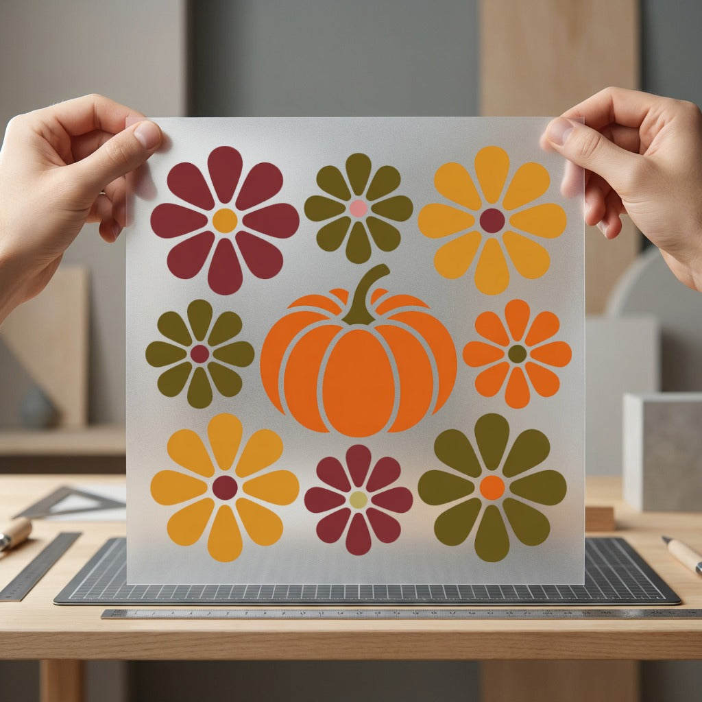 Retro Floral Pumpkin Autumn Halloween Thanksgiving Ready to Press DTF Transfer for Dtf