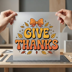Retro Give Thanks Autumn Thanksgiving Fall Ready to Press DTF Transfer for Dtf