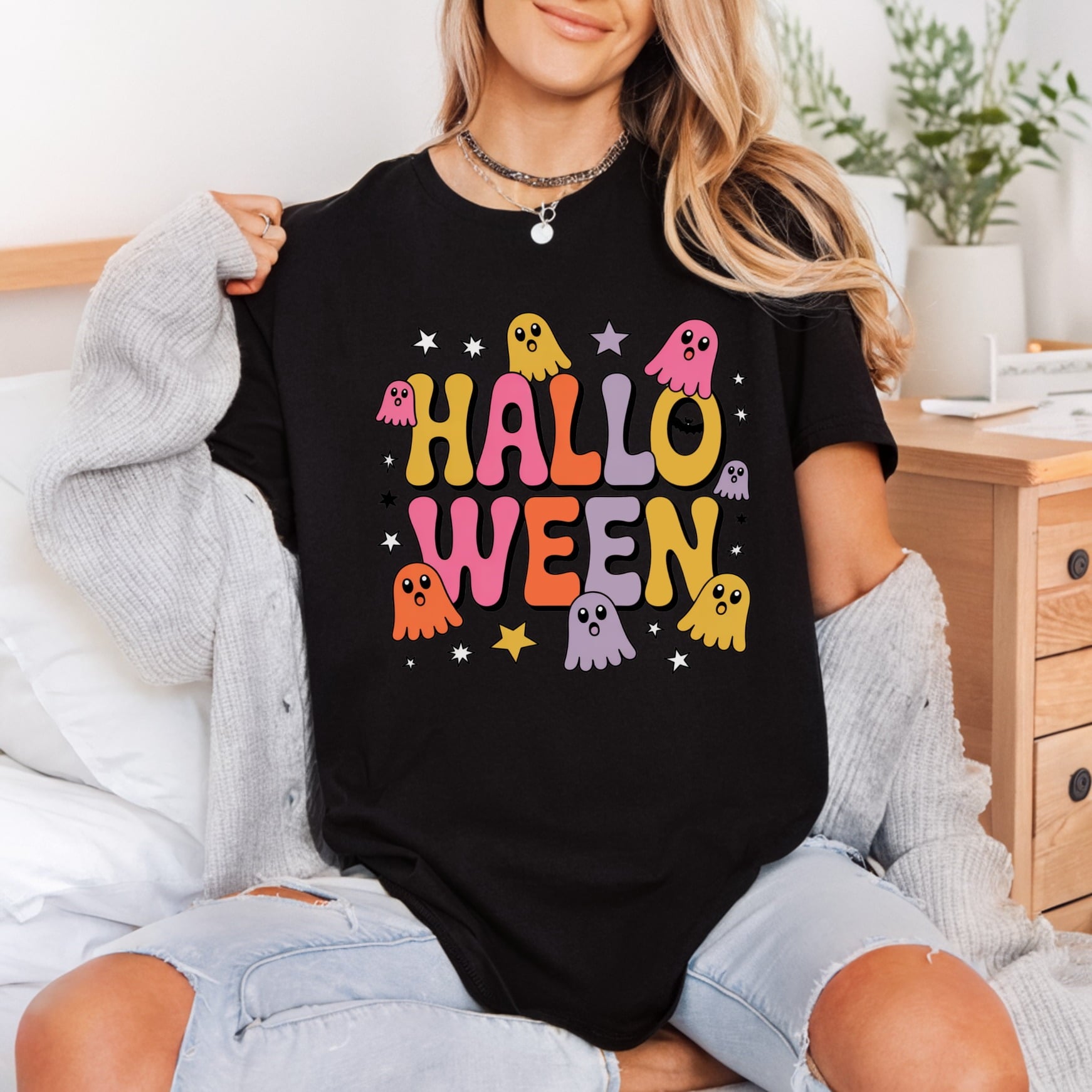Retro Halloween Ghosts Spooky Halloween Fall Ready to Press DTF Transfer for Dtf