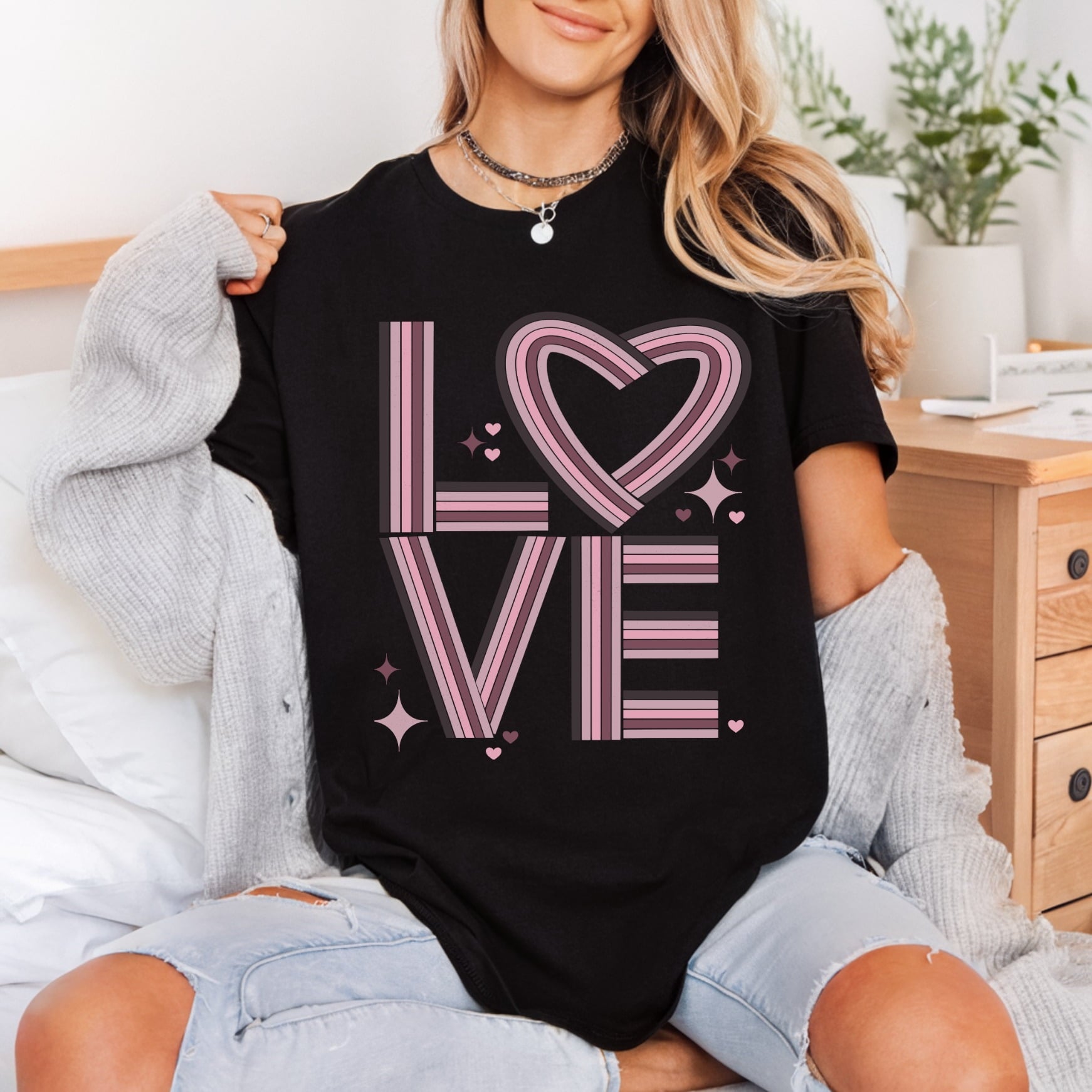Retro Love Heart Valentine Valentine Retro Ready to Press DTF Transfer for Dtf