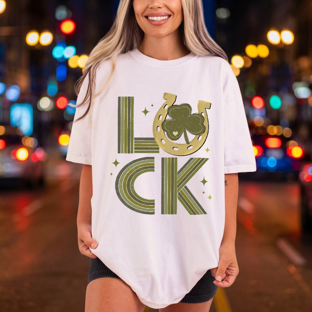 Retro Luck Clover Horseshoe Vintage Retro Ready to Press DTF Transfer for Dtf