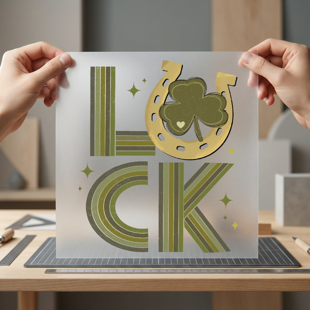 Retro Luck Clover Horseshoe Vintage Retro Ready to Press DTF Transfer for Dtf