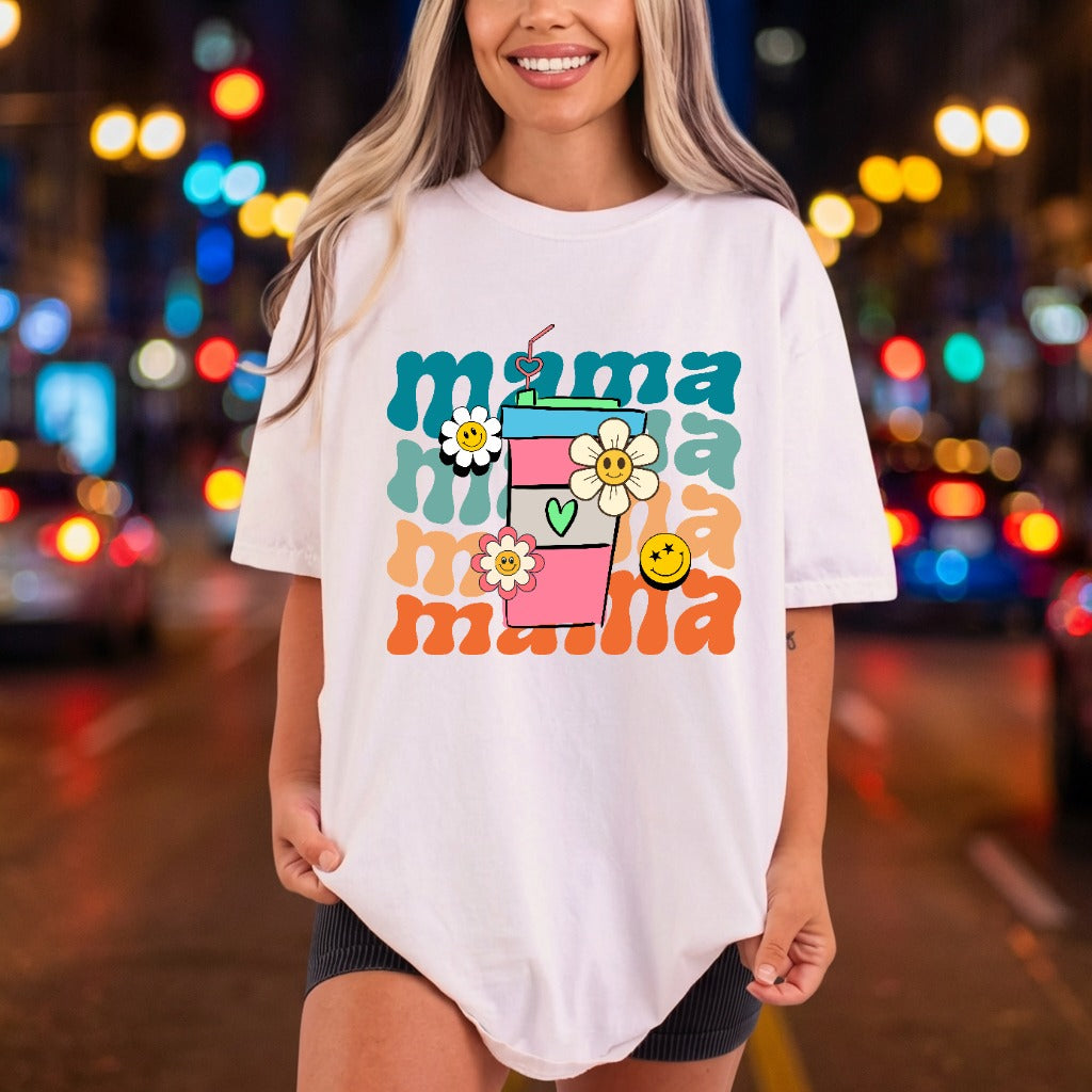 Retro Mama Coffee Groovy Mom Retro Ready to Press DTF Transfer for Dtf