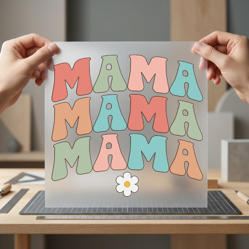 Retro Mama Flower Groovy Mom Retro Ready to Press DTF Transfer for Dtf