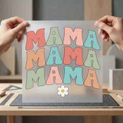Retro Mama Flower Groovy Mom Retro Ready to Press DTF Transfer for Dtf
